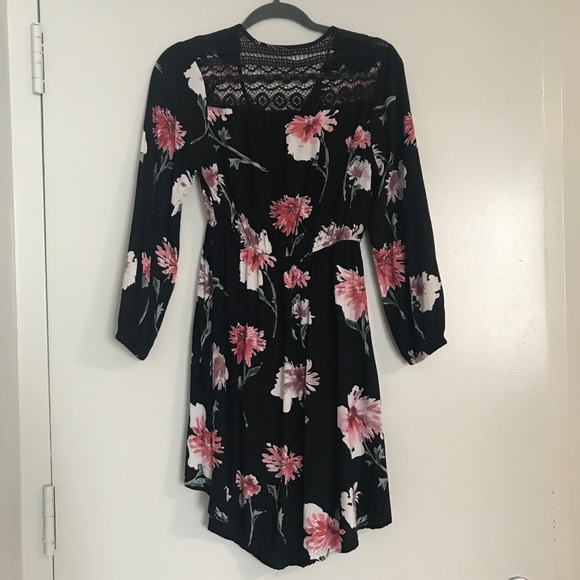 Floral and Black High Low Wrap Dress - Picture 4 of 5